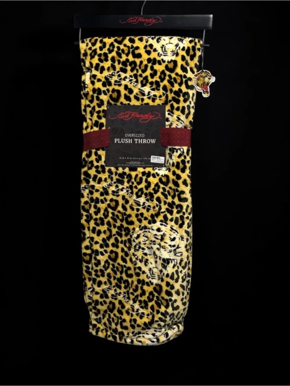 Ed Hardy Yellow Leopard Print Plush Throw